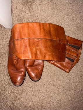 Women’s Madewell Leather Knee Boots in Cognac Brown